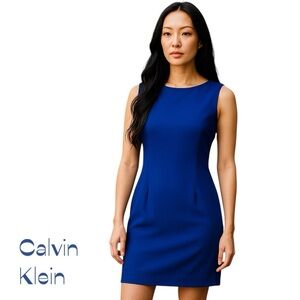 Calvin Klein Cobalt Blue Zippered Sleeveless Dress NWOT Size 4
